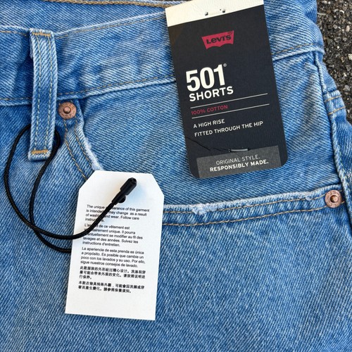 Levi's 501 Damen Gr. 31 blau 100 % Baumwolle hoher Bund abgeschnittene Shorts neu mit Etikett - Bild 3 von 8