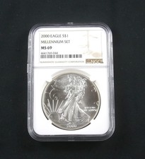 2000年 ミレニアムデザイン 銀 American Eagle MS 69 Graded 2000 Silver Bullion Coins for sale | eBay