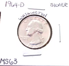 1964 DENVER SILVER WASHINGTON QUARTER IN UNCIRCULATED MINT STATE CONDITION