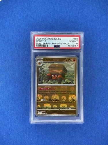 2025 Crustle 052/086 Black Bolt Pokemon Master Ball Reverse Holo PSA 10 Gem Mint