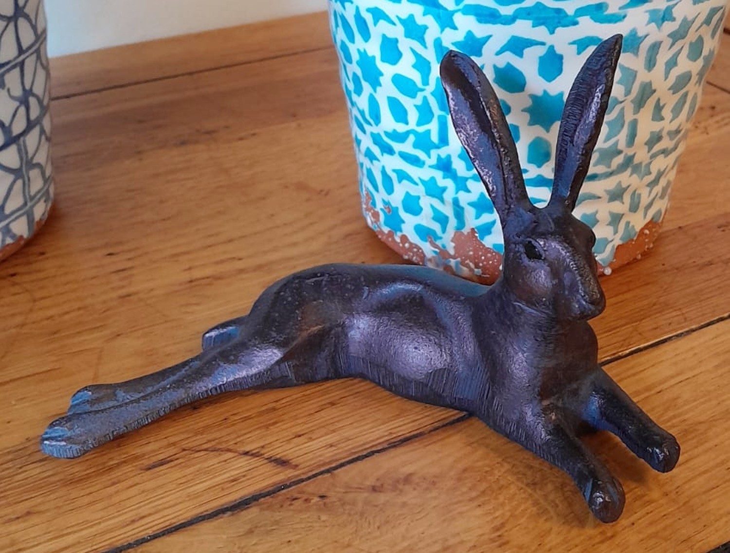 Miniature Laying Hare Garden Sculpture Ornament
