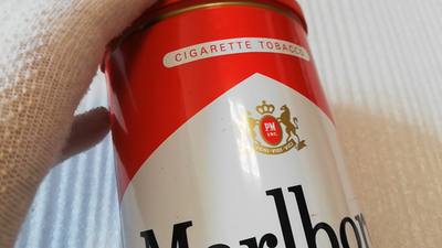 Marlboro Cigarette Tobacco 200g Empty Tin Can. Germany. Hard Used