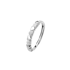 Women's Sweet Love Hearts Linked 925 Sterling Silver Plated Open Ring