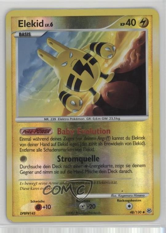 Elekid German Reverse Foil Pokémon Diamond & Pearl Base Set #48 2007