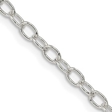 Sterling Silver 3.4mm Oval Cable Chain Necklace 24"