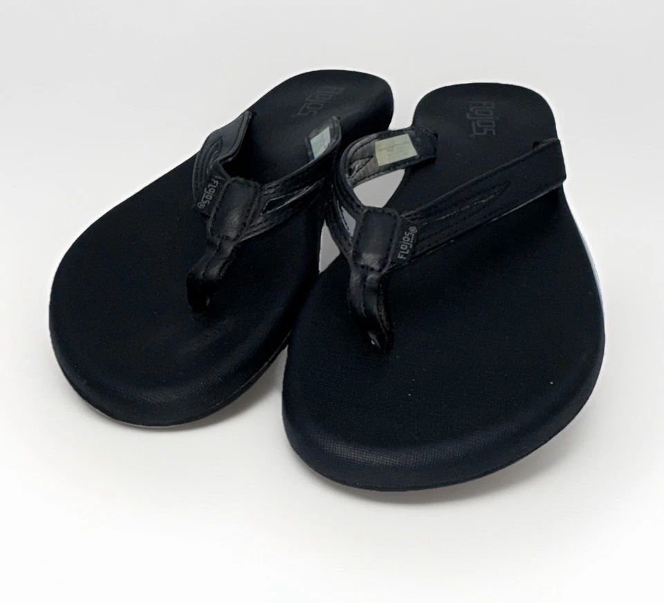 Sandálias Flojos femininas 8 chinelos tanga couro vegano preto almofada deslizante - Imagem 3 de 4