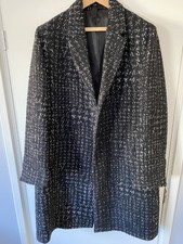 COS Houndstooth Bouclé Overcoat, Black, Size 50(eur)