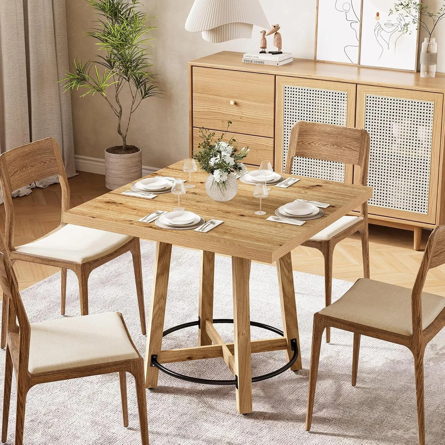 IDEALHOUSE Black Dining Table for 2-Small Square Kitchen Dining Dinner Room Tables Set,Space Saving Wood Modern Dinette Accent Furniture for Breakfast Nook, Apartment,Home Office Small Space, 3 Piece 27 Square Dining Table for 2-4, 80cm Modern Small Kitchen Table for Dinner Room