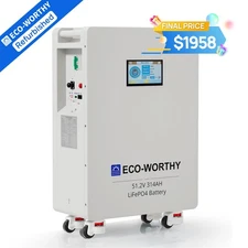 ECO-WORTHY 16.07kWh 48V 314AH LiFePO4 Battery Vertical Standing Solar Backup UPS