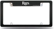 Tampa Bay Rays Metal License Plate Frame EZ View Carbon Fiber Design All Over...