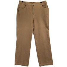 St John Yellow Label Pants Womens 10 Tan Straight Leg Stretch 5 Pocket USA