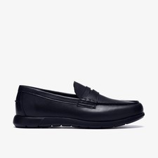 Image of Clarks Mens Linton Easy Navy Leather Loafers,Slip Ons Leather Casual