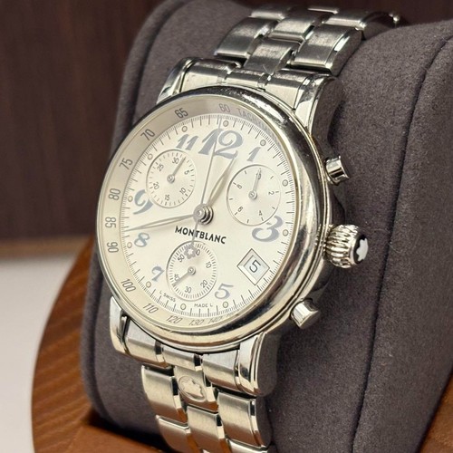 MONTBLANC Meisterstück 7038 Quartz Chronograph Uhr 34mm 16,5cm funktioniert RAR - Bild 2 von 10