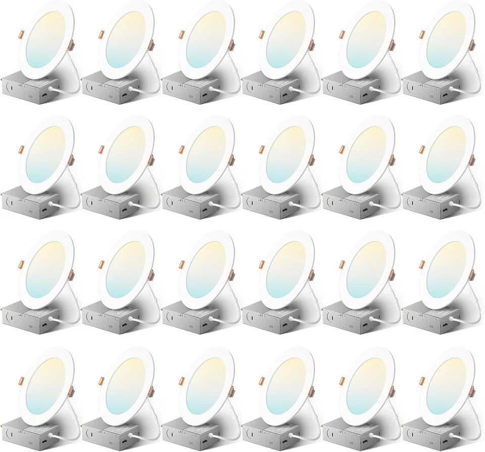 24 Pack 6 Inch 5CCT Ultra Thin LED Recessed Ceiling Light with Junction Box - Image 4 of 4