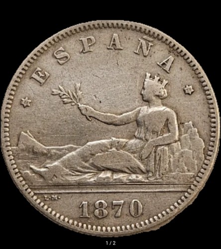 SPAIN 2 Pesetas 1870 (1870) - Silver 0.835 - Provisional Government - Picture 2 of 3