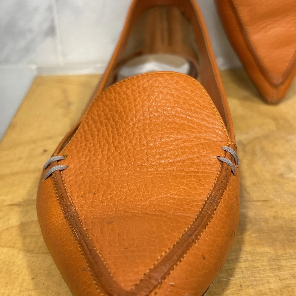 Nicholas Kirkwood  Orange BetLeather Pointed Toe Flats Loafers Women’s Size 38 - Image 4 of 4