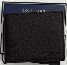 New Cole Haan Men's Leather Passcase Wallet Java Color 37.00