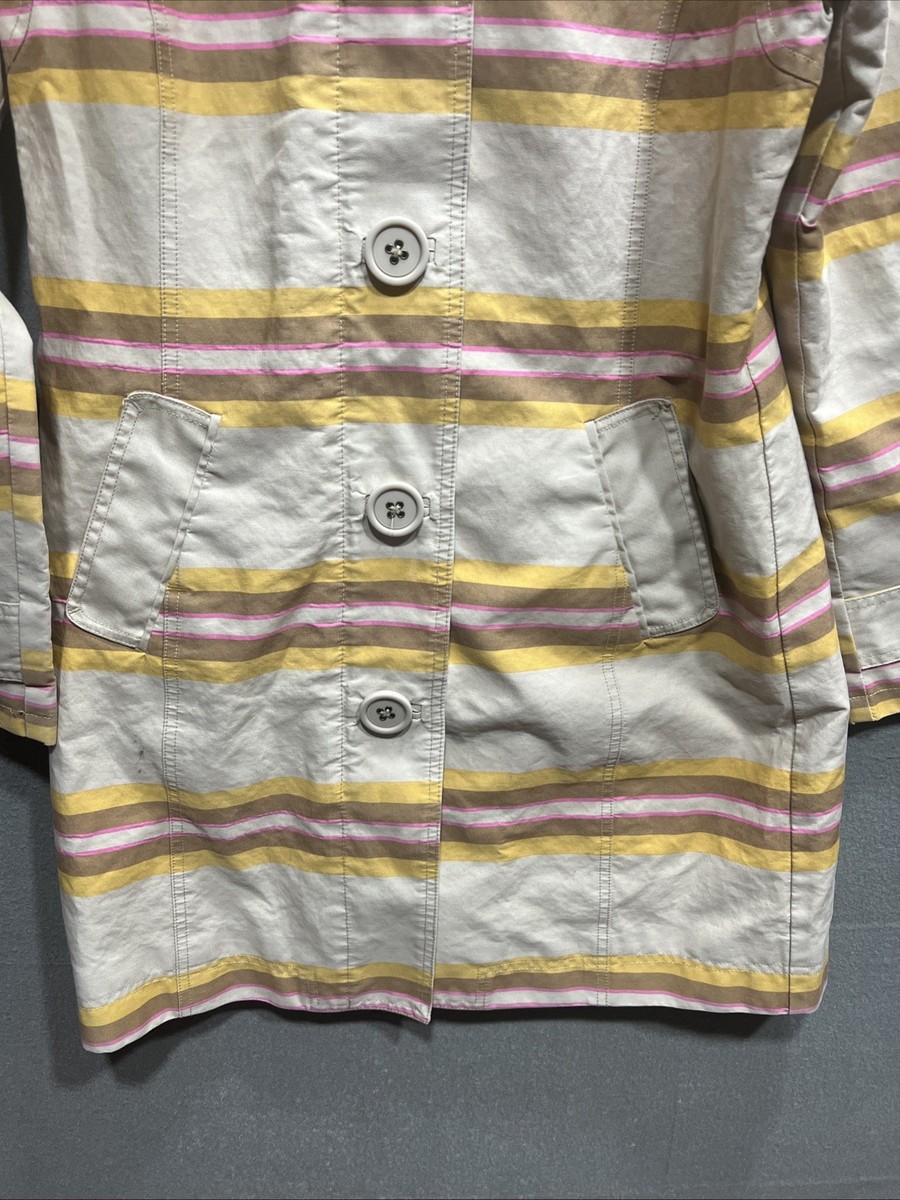 BODEN Retro Multi-Colour Stripe Detachable Hood Coat 100% Cotton View 5
