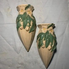 Vintage Pottery Wall Pockets 1940’s Set Of 2