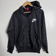 Nike Windrunner Jacket Black White Hooded Full Zip Women's Medium M