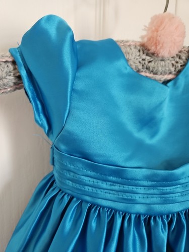 Vintage Jo Lene Toddler Girls 12 Months Blue Satin Dress Tie Back. - Picture 2 of 9