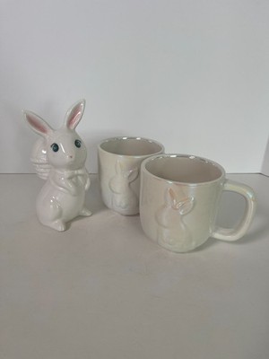 NEW TARGET SPRITZ Easter 2025 set of 2 Iridescent Pearl Bunny mugs & 1 figurine