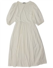 ZARA Womens A-Line Dress UK 14 Large White Cotton DQ15