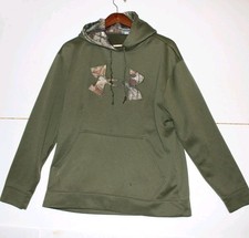 Under Armour Sweater Mens Green Camouflage Logo Hunting Hoodie Sweatshirt
