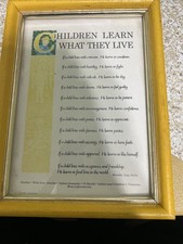 Vintage 1972 Children Learn What They Live Picture By Dorothy Law Nolte 5x7