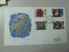 GB FDC 1974 Christmas C A Hart hand painted cover no 17 of 50 Roof Boss Ely Cath