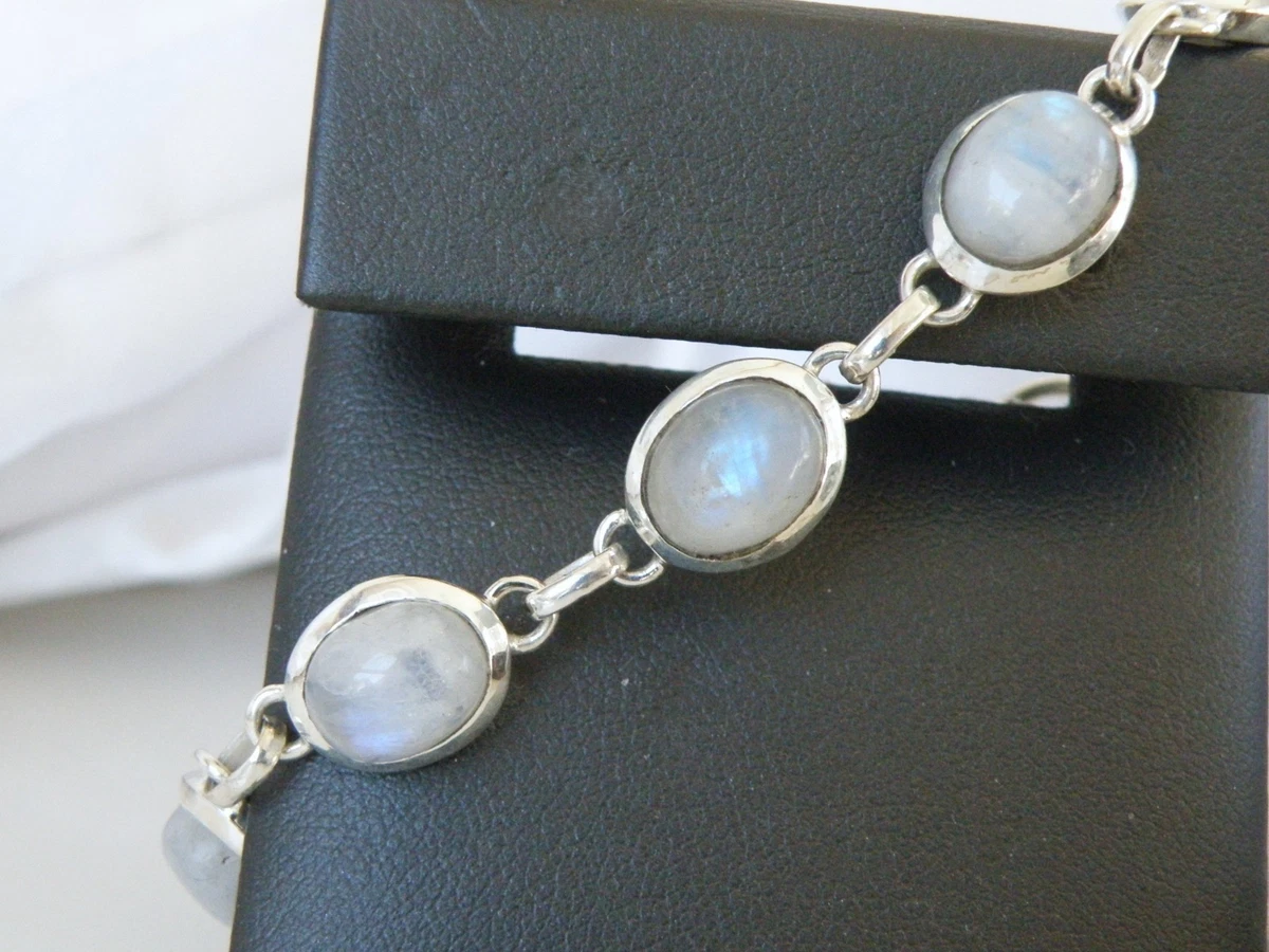 Vintage Silver Tone Faux Moonstone Oval Cabochon Chain Belt Adjustable‎ 70-35 il_fullxfull.2458603506_b0qd.jpg main image 3