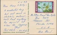 1973 Montserrat Cover Postcard with Detailed Map - Scarce Item from this island!
