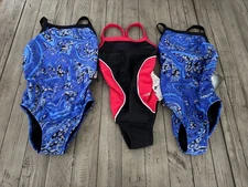 Lot of 3 Dolfin Reliance Ladies DBX Back 1-Piece Bathing Suits Size 22 24