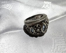 Vintage Ornate 925 Sterling Silver And Blue Topaz Ring Size 5