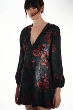 Zara Floral Mini Dress Size Small Black Red Whimsygoth