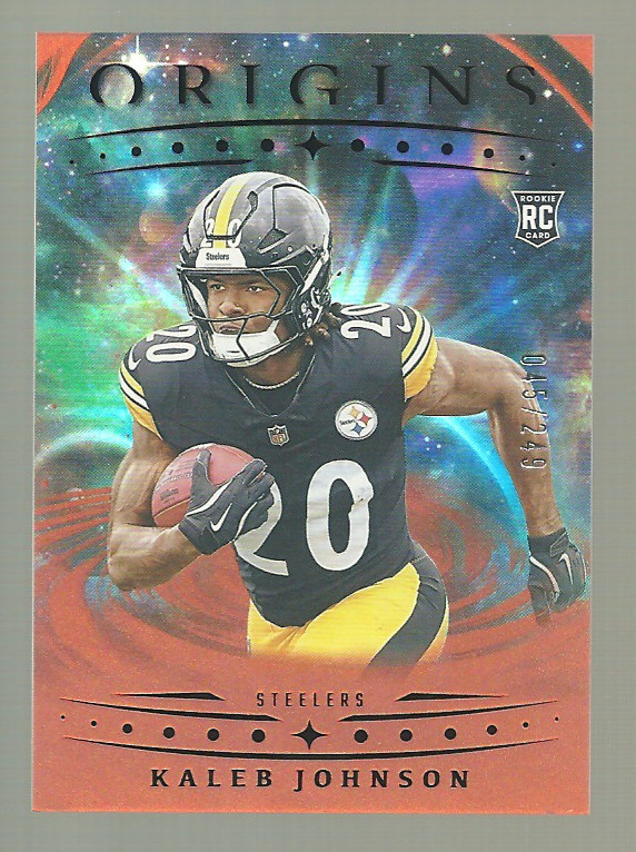 45/249 Kaleb Johnson 2025 Panini Origins Holo Orange RC #104 Steelers
