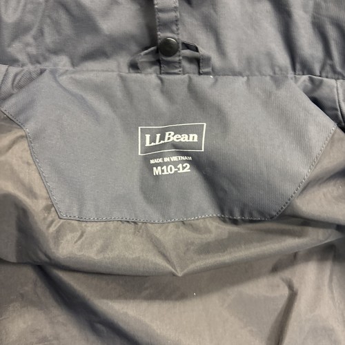 LL Bean Boys Size Medium (10-12) Hooded Windbreaker Jacket Gray Green Outdoor - Picture 5 of 12