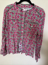 Natural Life Boho Long Sleeve Button Up Calypso Pink floral Top Medium M Loose