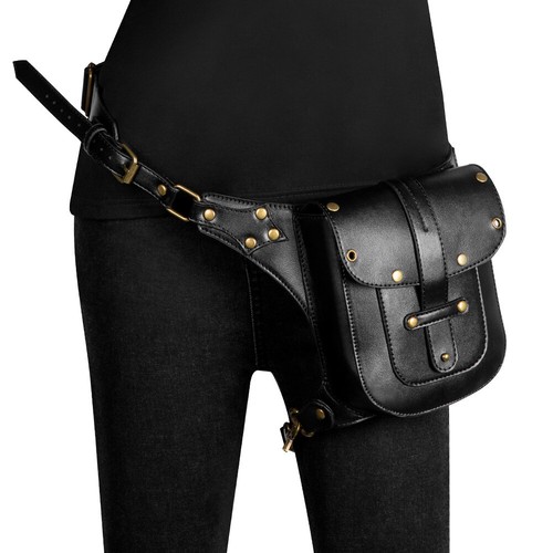 Punk Damen Gürteltasche Bauchtasche Hüfttasche Tasche Waist Belt Bag PU Radsport - Bild 14 von 16