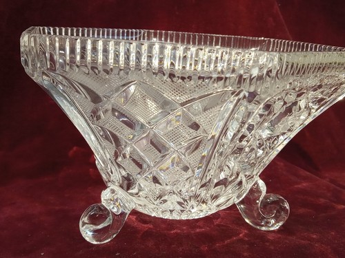 American Brilliant Cut Glass Three Footed Hexagonal Bowl - Picture 4 of 12