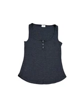 t.la Anthropologie Womens Ribbed Henley Scoop Neck Tank Top Gray Medium