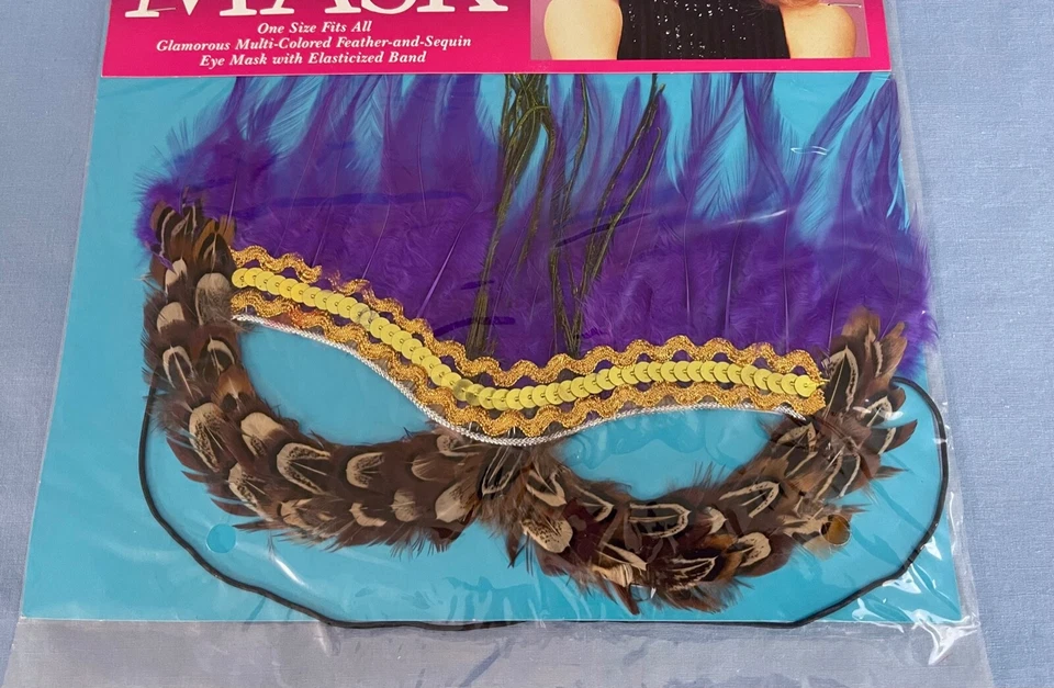 Fun World Feather/Sequin Masquerade Style Eye Mask W/ Elasticized Band One Size - Image 2 of 3