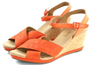 clarks orange wedge sandals