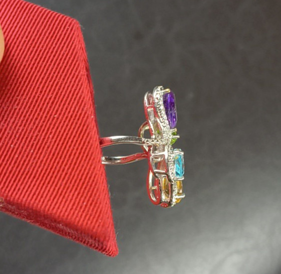 Chuck Clemency STS Multicolor Multi Stone Sterlin… - image 6