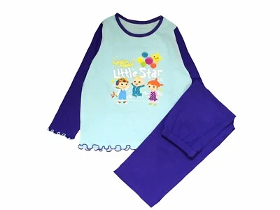 Mädchen CocoMelon Pyjama Set PJ's Größe Alter 1 2 3 4 5 Jahre aqua lila Kokosmelone