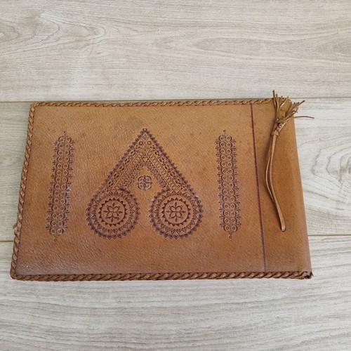 Vintage Bohemian Brown Tooled Leather Decorative Retro Picture Photo Album Book - Picture 8 of 23