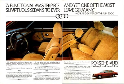 Porsche Audi 5000 Nothing Close 2 page 1978 Original Vintage Print Ad