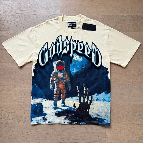 Mens Godspeed Skeleton Palm Astronaut print Tee Short sleeved T-shirt Black - Bild 4 von 13