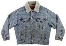 VTG 90s LEVI  S USA Men's M Blue 100 Cotton Denim Sherpa Lined Trucker Jacket