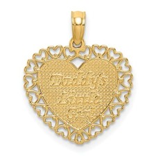 14K Yellow Gold Polished Daddys Little Girl Textured Heart Pendant